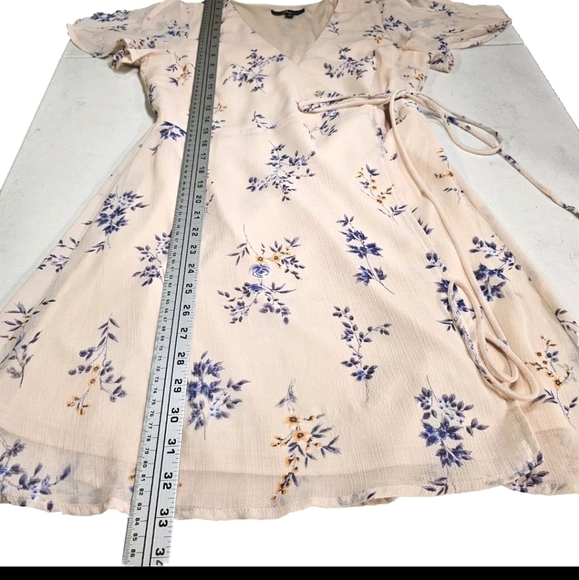 Lulu's Made With Love Small Blush Peach Floral Wrap Casual Mini Short Dress - Picture 12 of 15